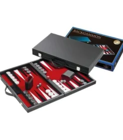 Backgammon: Rojo Cuero Artificial (Mediano)