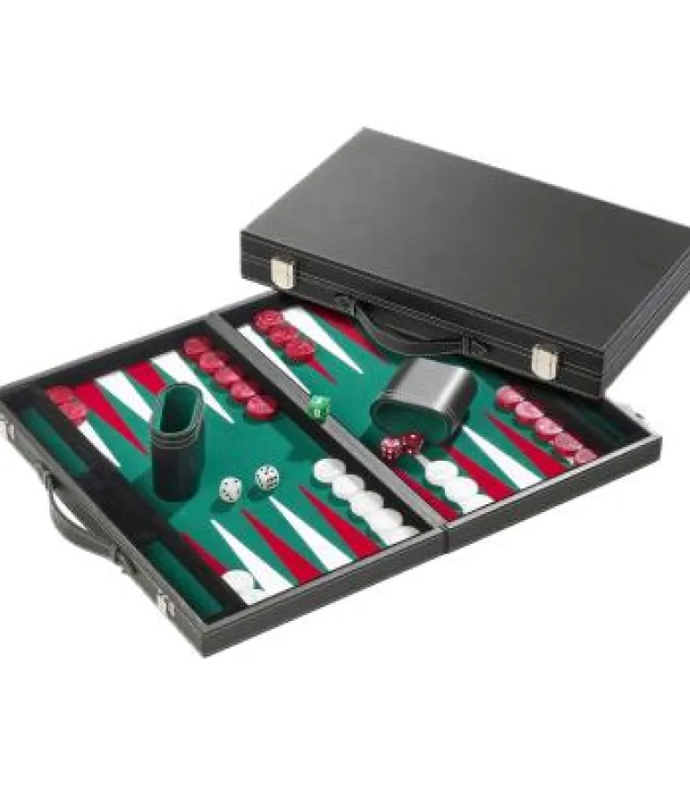 Backgammon: Verde Cuero Artificial (Mediano)