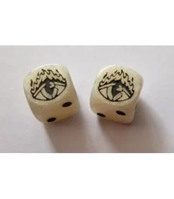 Dado El Ojo sin Párpado (Pareja) - Blanco Mármol , Puntos Negros (14mm)