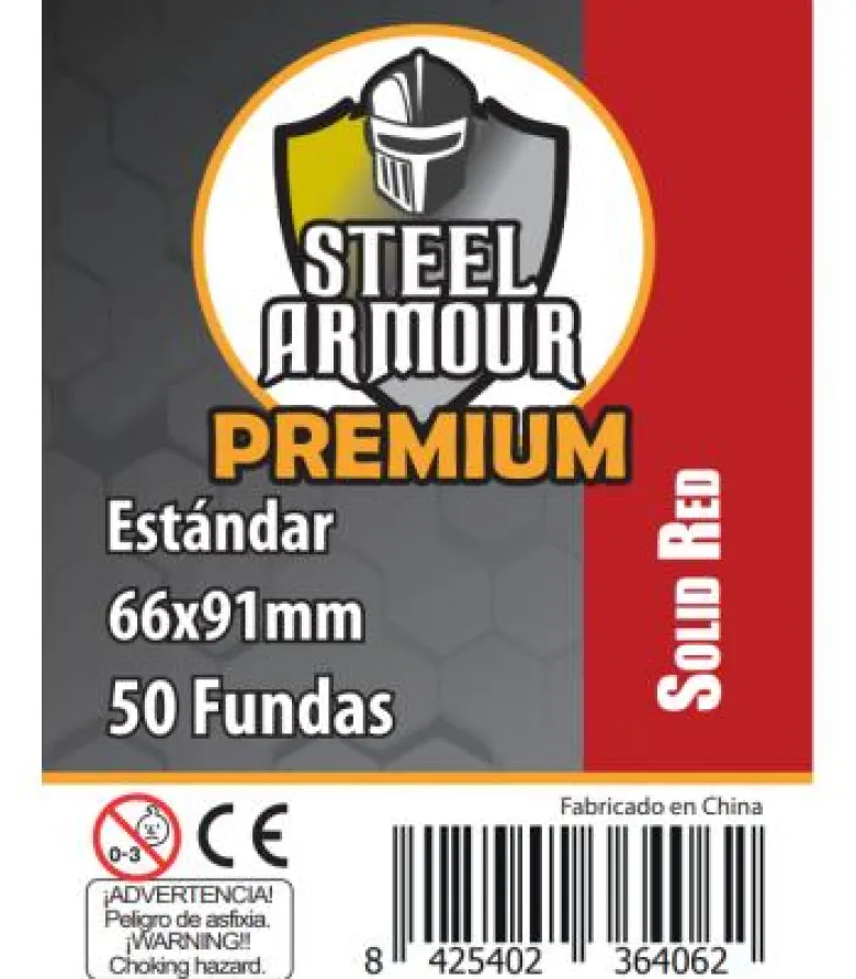 Fundas Steel Armour COLOR (63,5x88mm) PREMIUM Standard (50) Rojo - Exterior 66x91mm