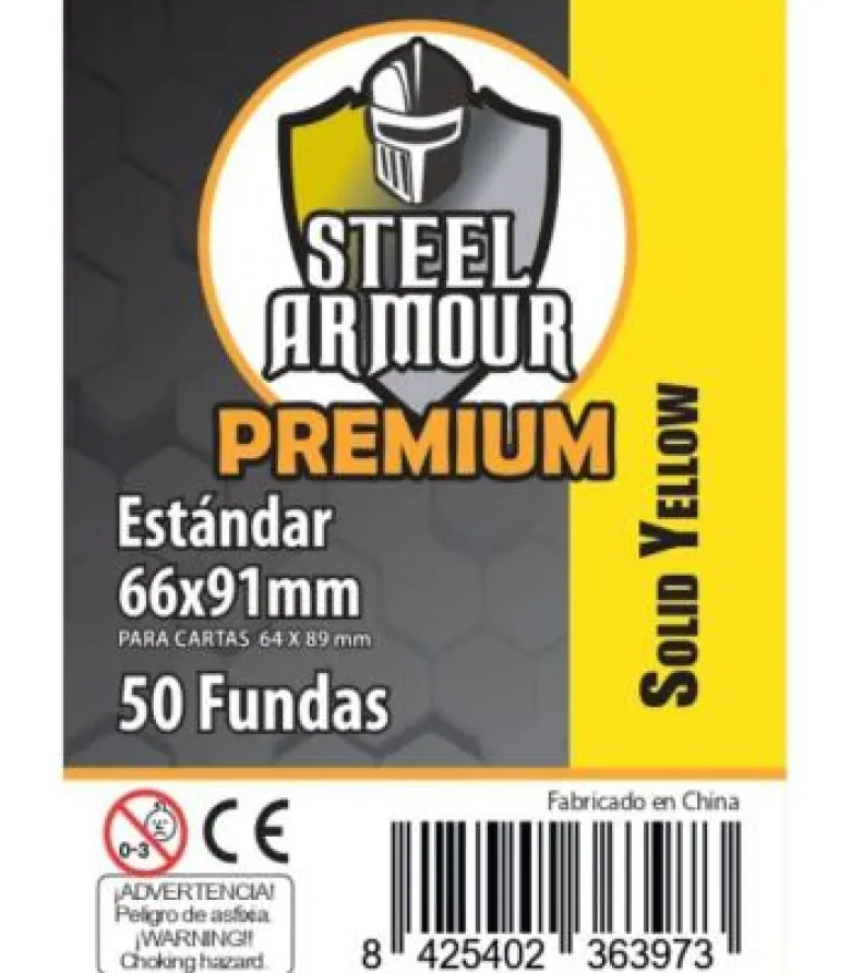 Fundas Steel Armour COLOR (63,5x88mm) PREMIUM Standard (50) Amarillo - Exterior 66x91mm