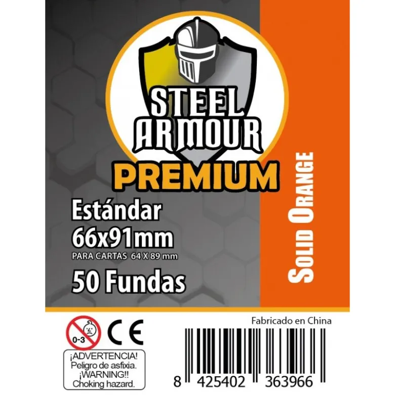 Fundas Steel Armour COLOR (63,5x88mm) PREMIUM Standard (50) Naranja - Exterior 66x91mm