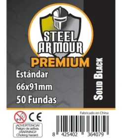 Fundas Steel Armour COLOR (63,5x88mm) PREMIUM Standard (50) Negro - Exterior 66x91mm