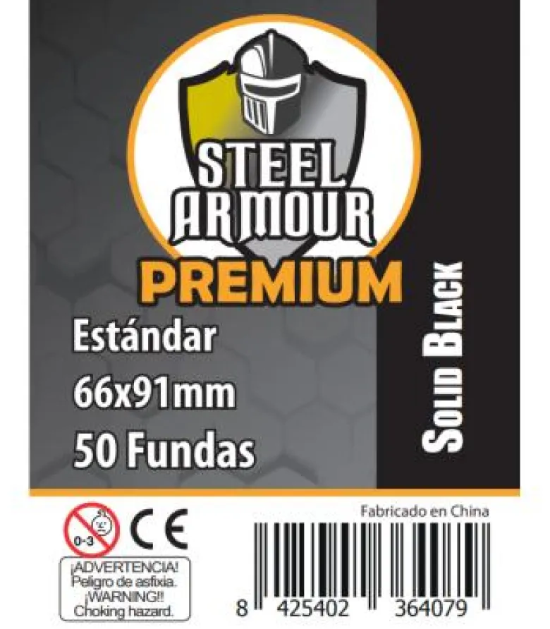 Fundas Steel Armour COLOR (63,5x88mm) PREMIUM Standard (50) Negro - Exterior 66x91mm