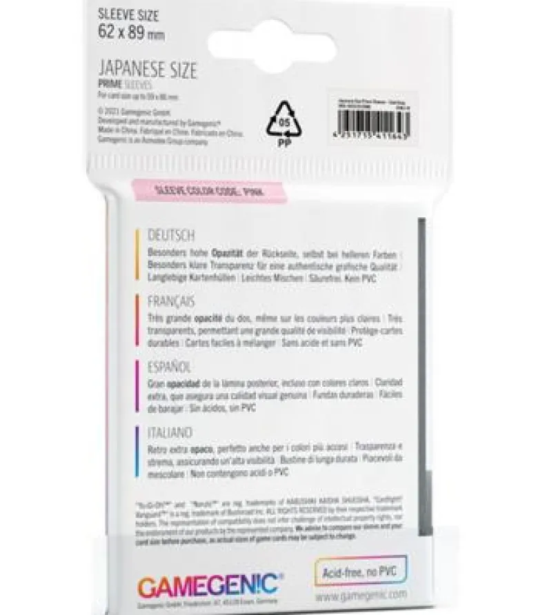 Gamegenic: Prime Japanese Sleeves 62x89mm (60) (Gris)