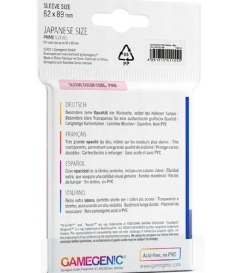 Gamegenic: Prime Japanese Sleeves 62x89mm (60) (Azul)