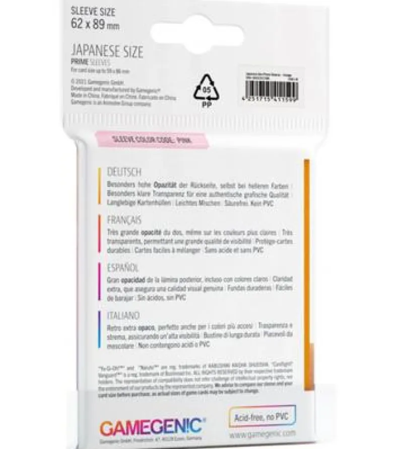 Gamegenic: Prime Japanese Sleeves 62x89mm (60) (Naranja)