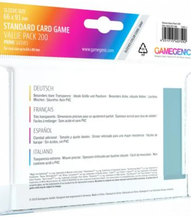 Gamegenic: Prime Standard Card Game Value Pack 66x91mm (200)