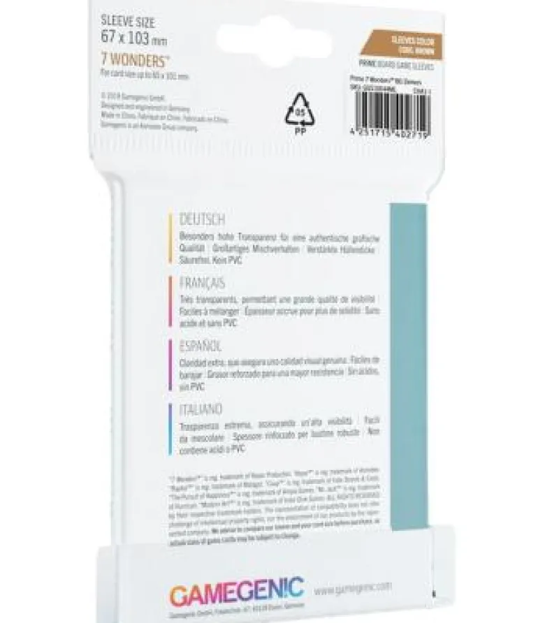 Gamegenic: Prime 7 Wonders Sleeves 67x103mm (80)