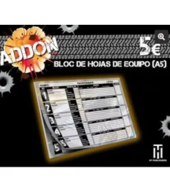 Gaslands: Bloc de Hojas de Equipo