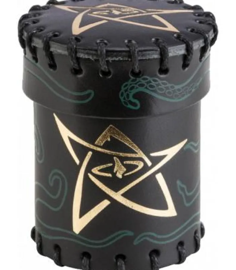 Q-Workshop: Call of Cthulhu Dice Cup (Black & Green-Golden Leather)