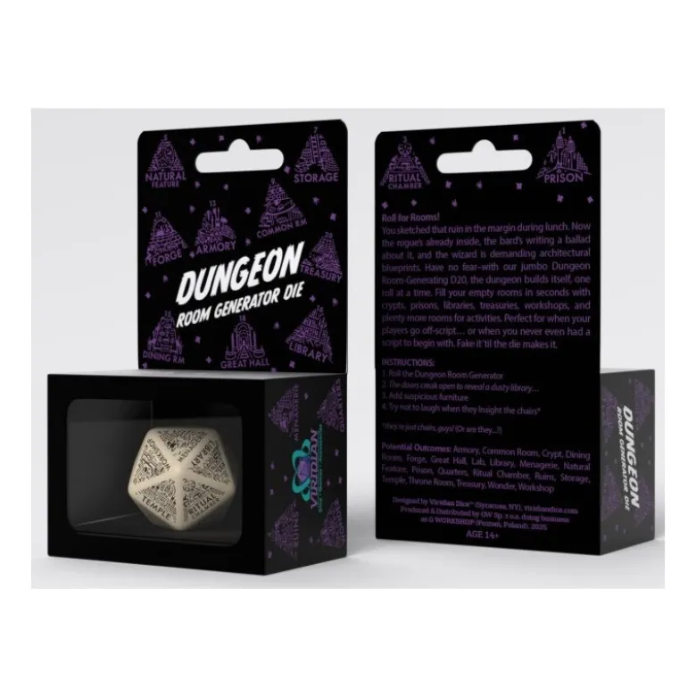 Q-Workshop: Dungeon Room Generator Die (Beige & Black)