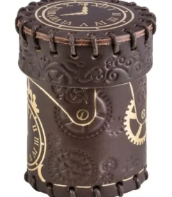 Q-Workshop: Steampunk Dice Cup (Brown & Golden Leather)